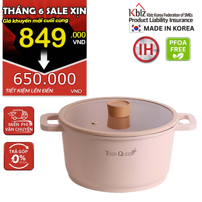 Nồi hầm ceramic chống dính hiệu TIGER QUEEN CWCP-24CH [5.18L]