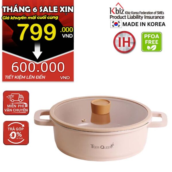 Nồi lẩu ceramic chống dính hiệu TIGER QUEEN CWCP-24CL [3.2L]