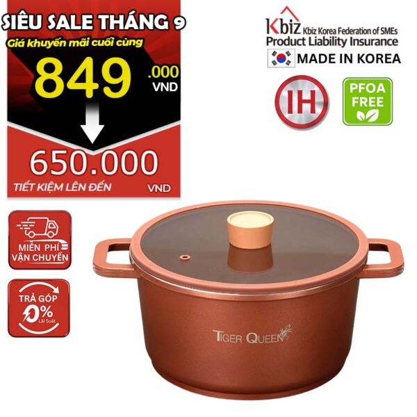 Nồi hầm ceramic chống dính hiệu TIGER QUEEN CWCB-24CH [5.18L]