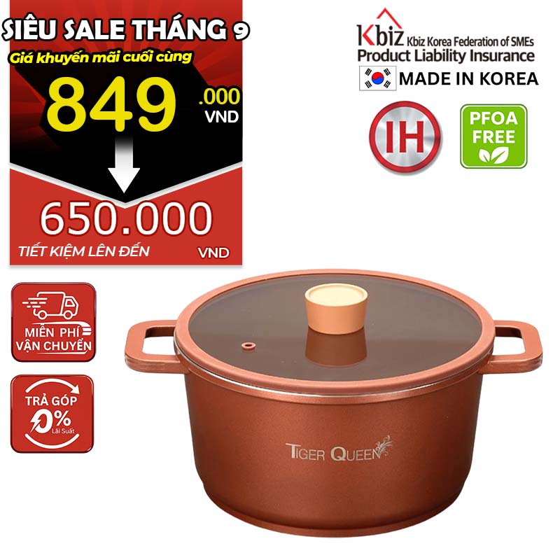 Nồi hầm ceramic chống dính hiệu TIGER QUEEN CWCB-24CH [5.18L]