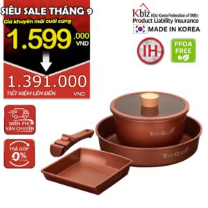Bộ nồi ceramic chống dính hiệu TIGER QUEEN DCWCB-SET [5 món]