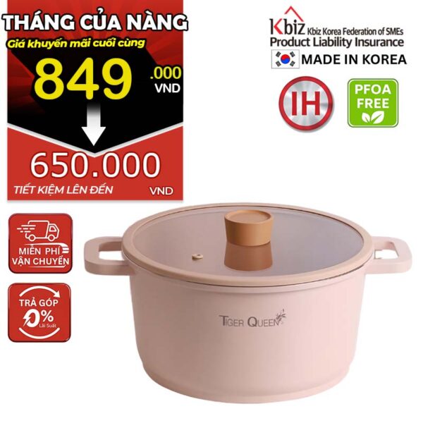 Nồi hầm ceramic chống dính hiệu TIGER QUEEN CWCP-24CH [5.18L]