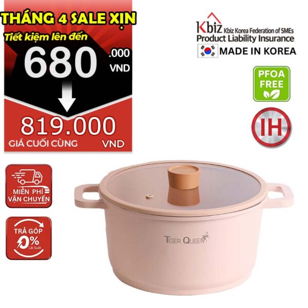 Nồi hầm ceramic chống dính hiệu TIGER QUEEN CWCP-24CH [5.18L]