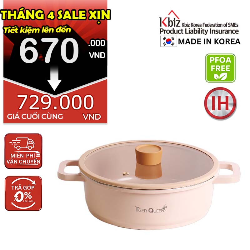 Nồi lẩu ceramic chống dính hiệu TIGER QUEEN CWCP-24CL [3.2L]