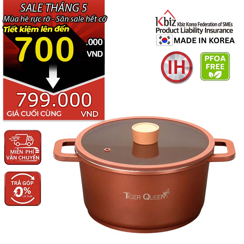 Nồi hầm ceramic chống dính hiệu TIGER QUEEN CWCB-24CH [5.18L]